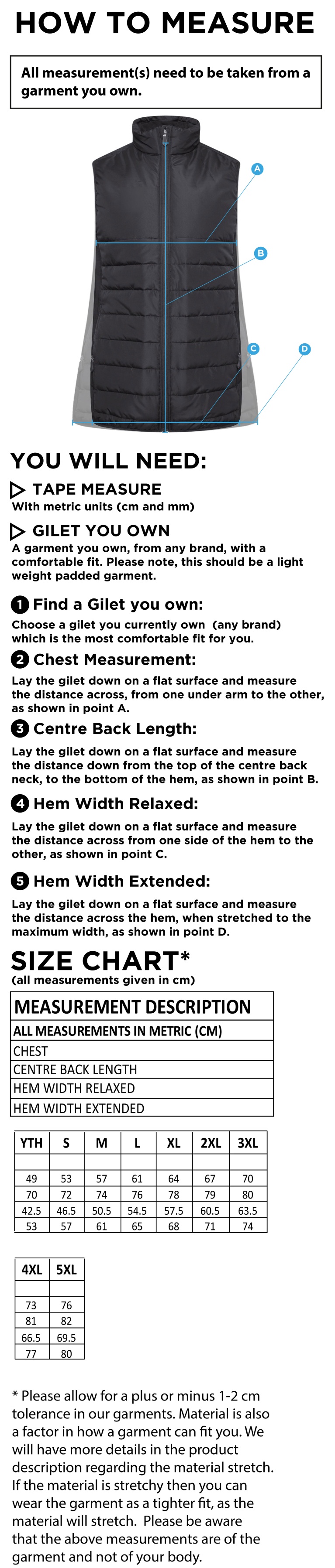 Globe Bullough Park FC - Seniors Saturday - Active Gilet - Size Guide