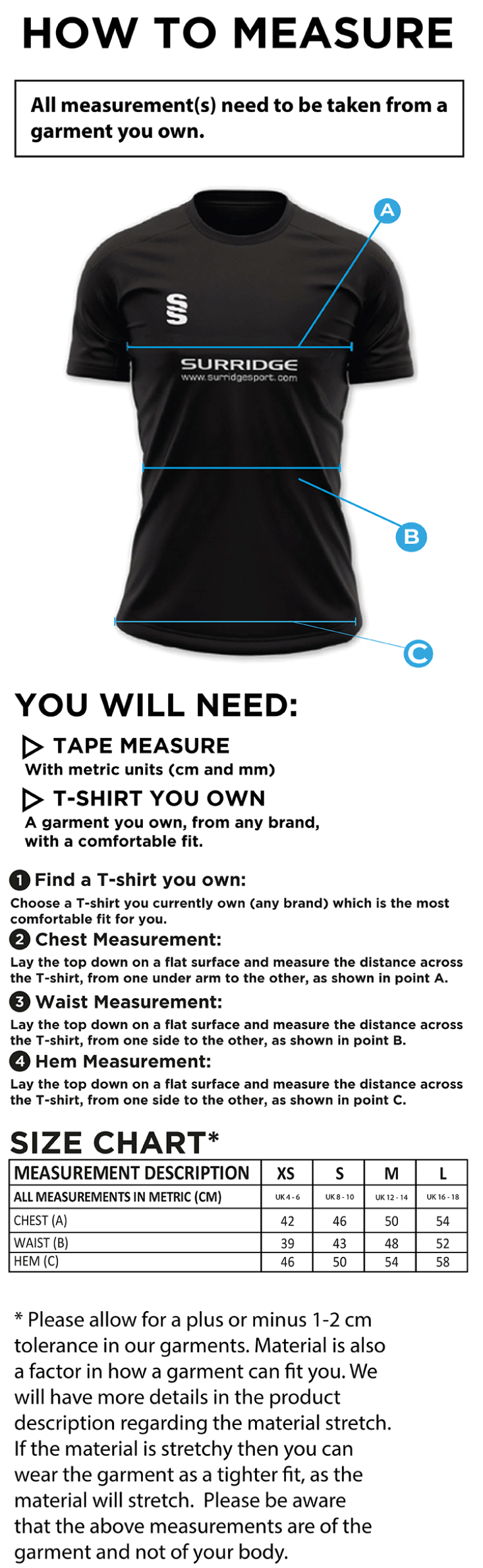 Women's Polo Shirt : Royal - Size Guide