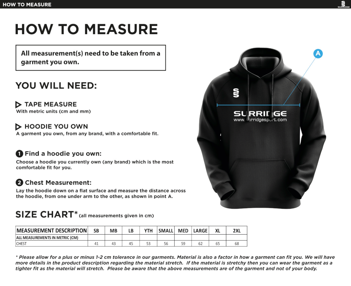 GLOBE BULLOUGH PARK FC Blade Hoody - Size Guide