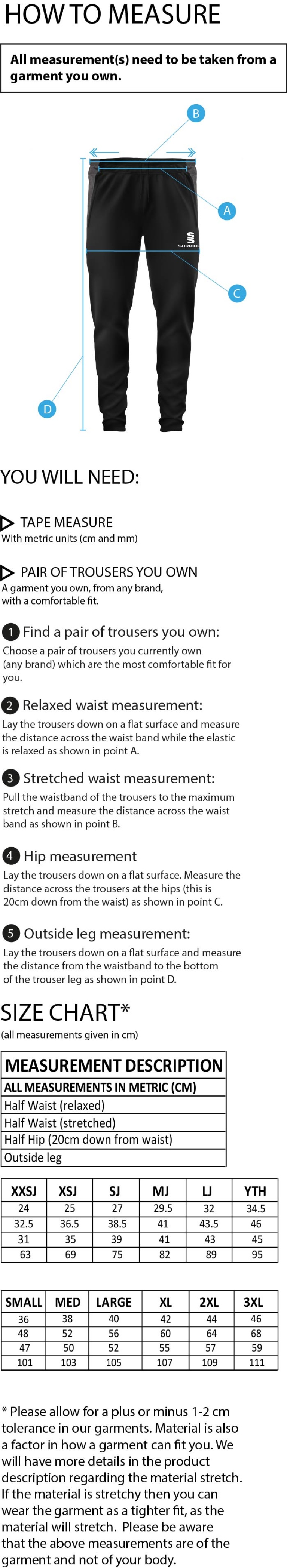 Globe Bullough Park FC - Players - Skinny Pant - Size Guide